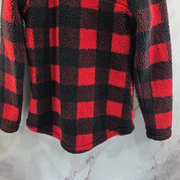 Columbia Jacket Womens Small Buffalo Plaid Black Sherpa Teddy Fuzzy West Bend - Picture 7 of 10